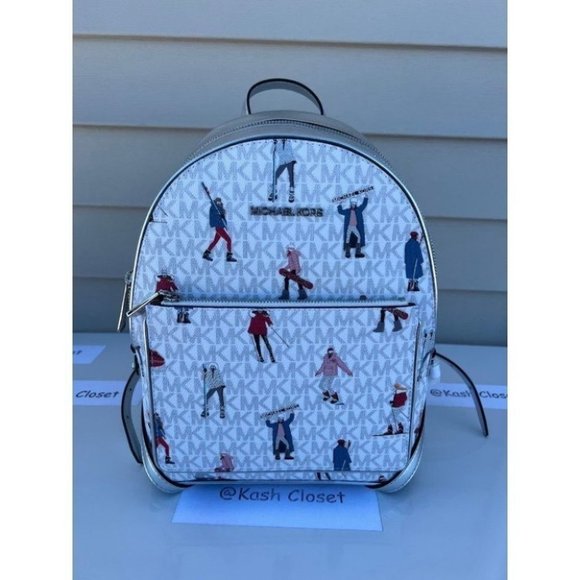 Michael Kors Jet Set Girls Adina Medium Backpack - Bright White Multi - Picture 1 of 12